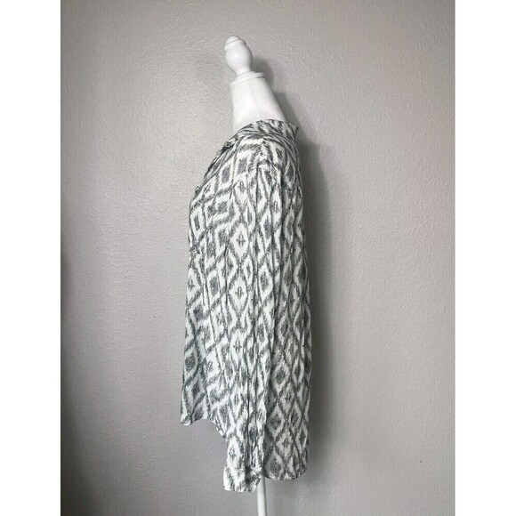 Cloth And Stone Ravenna Large Women Button Up Blouse White Black - Picture 3 of 6